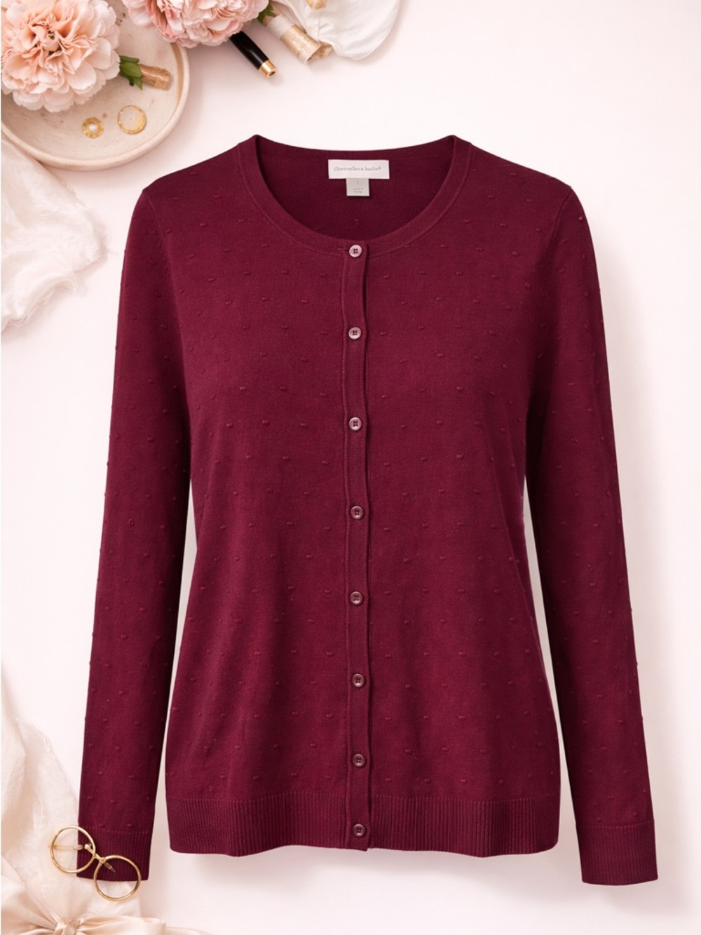 Christopher & Banks Women’s Size Large Burgundy Button Up Sweater